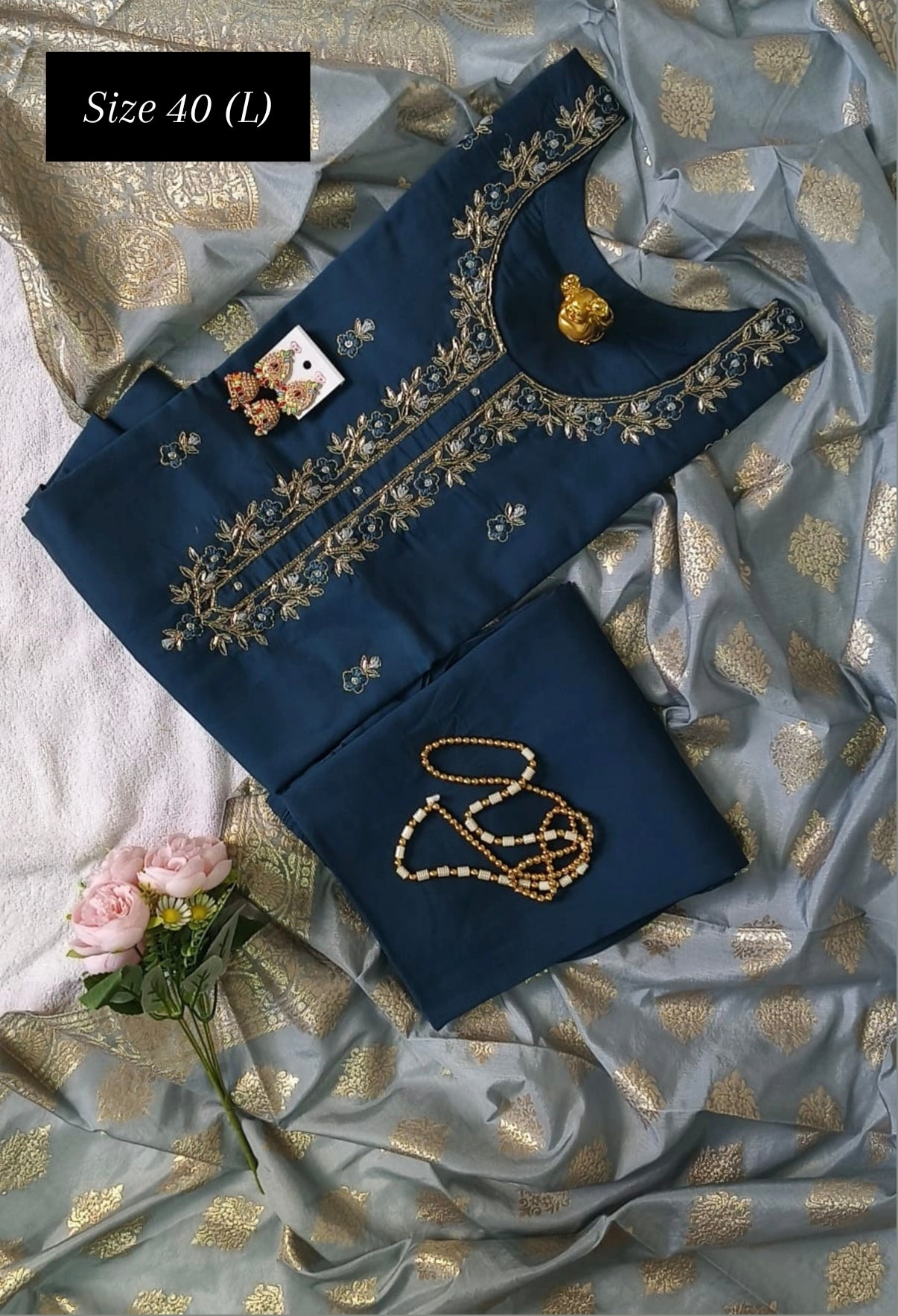 Teal blue Readymade Shalwar
