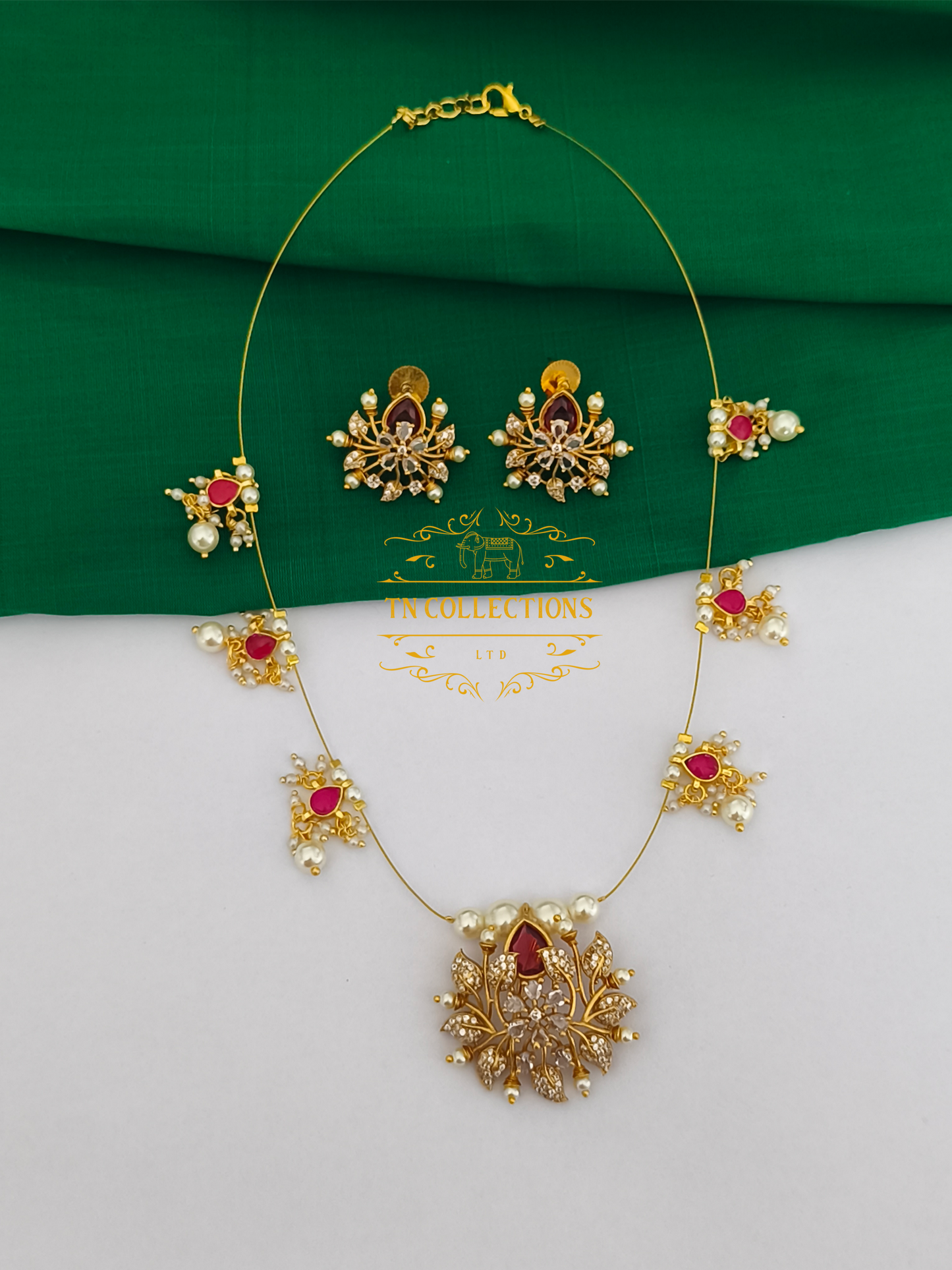 Premium  Ad Stone Invisible Necklace Set