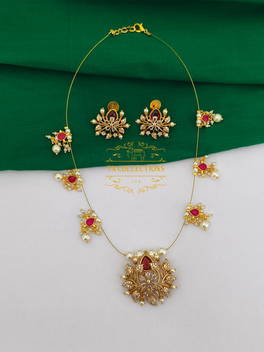 Premium  Ad Stone Invisible Necklace Set