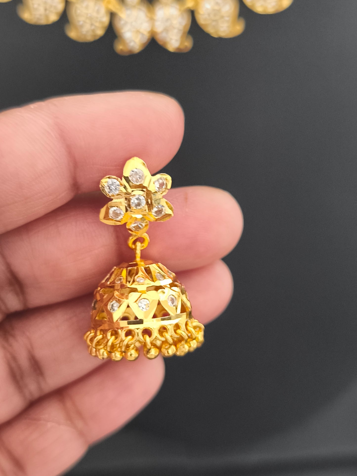 Micro gold plated Traditional Mango Attiyal with Earrings
