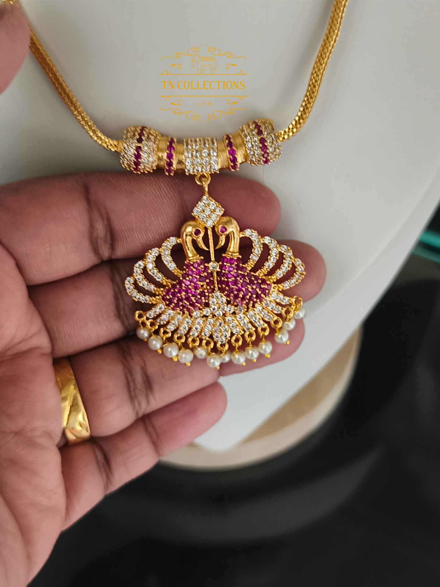 Micro Gold-Plated Traditional Peacock Attiyal Pathakkam Set