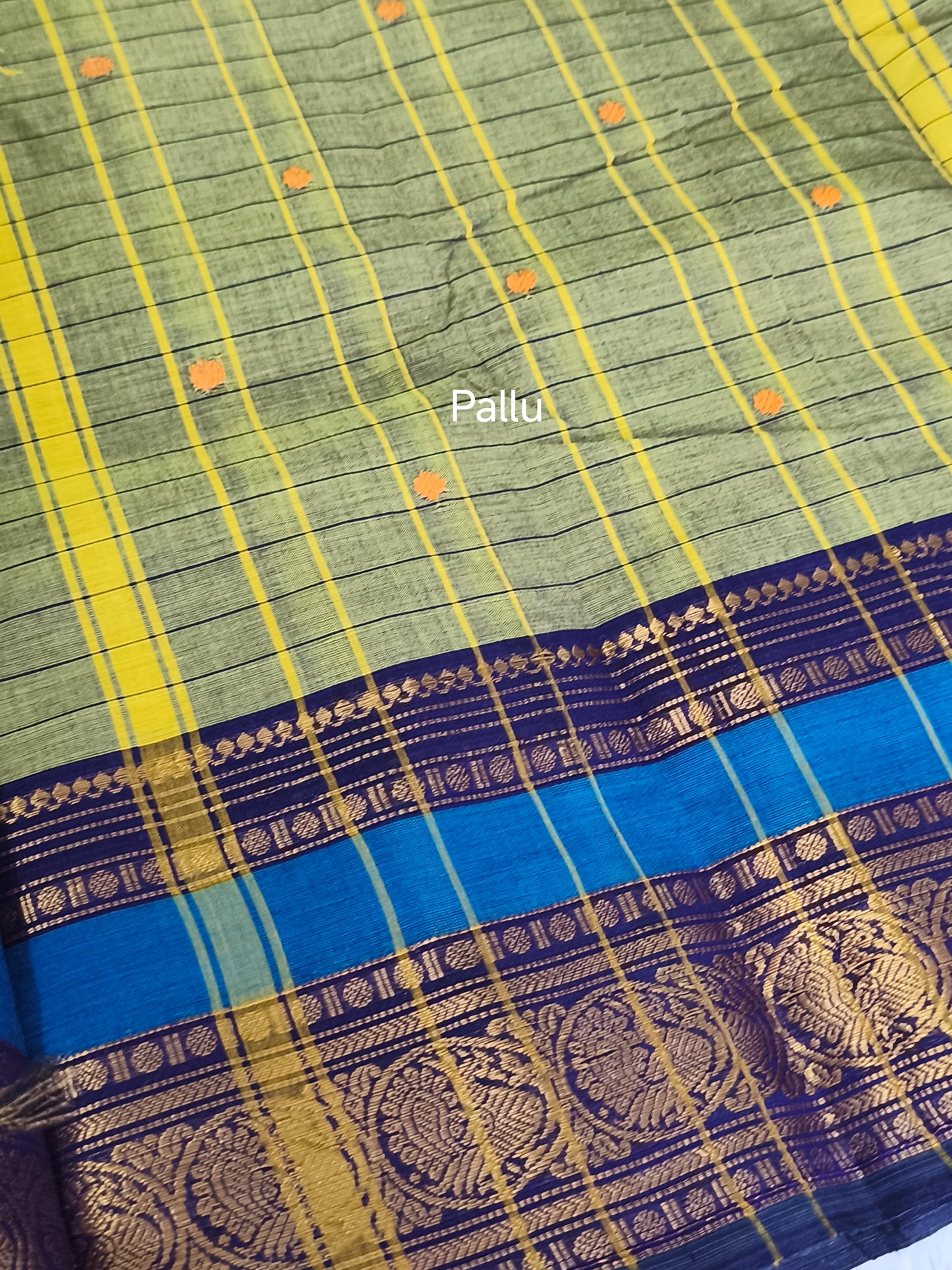Pure handloom checked design kanchi cotton saree