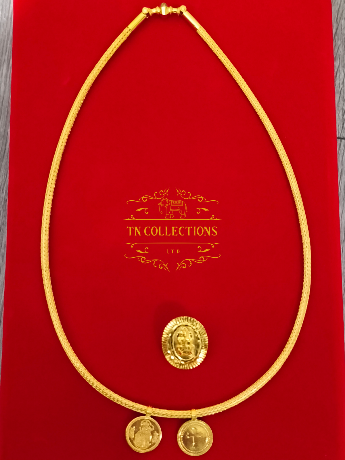 22ct Gold Plated Traditional Hindu Thalikodi with Amman thali & Christian Coins (9-11 Pawn thickness) Customised Kodi