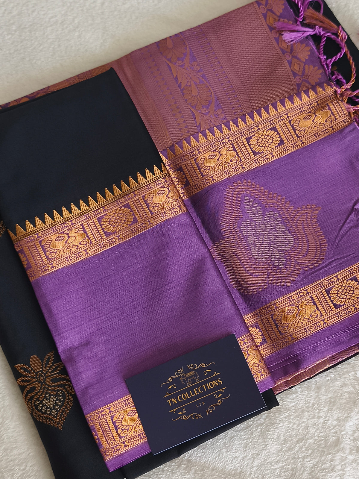 Premium kanchi Silk saree (Black)