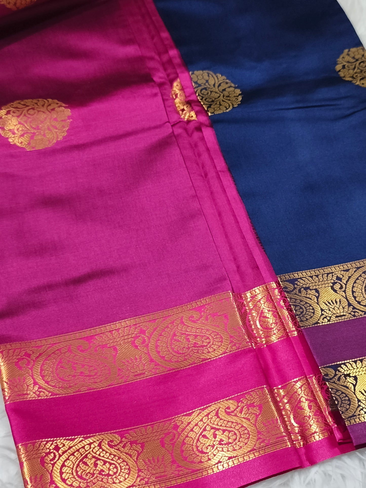 Luxury Semi Soft Silk Saree (Navy Blue)