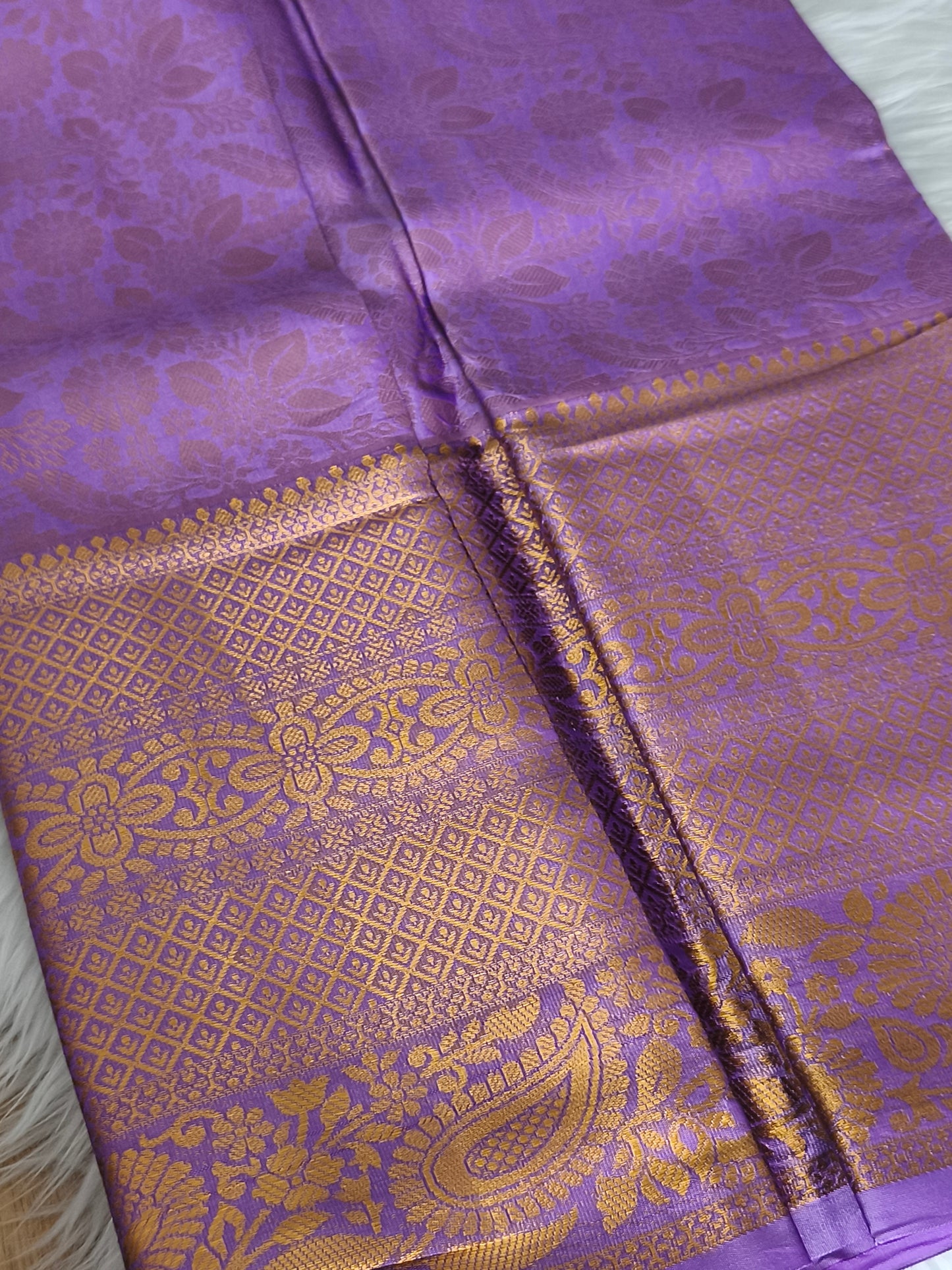 Lavender Kanchi Semi Silk Saree