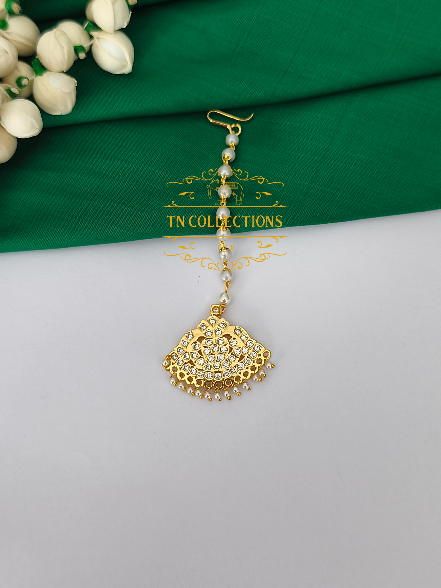 Micro Gold Finish cz Tikka (Full White stones)