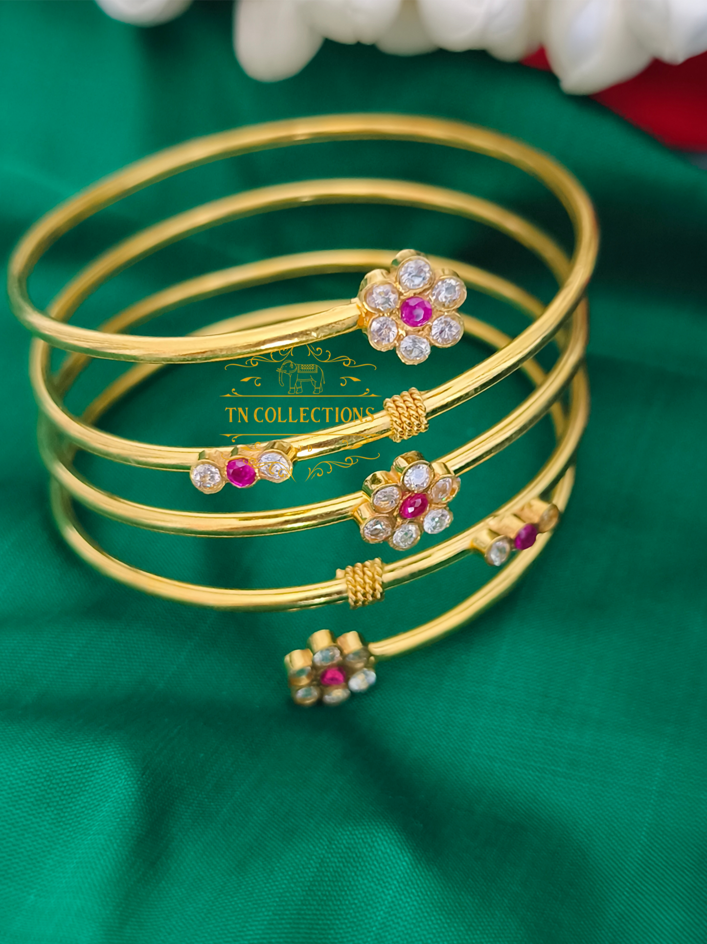 22ct Gold plated Traditional Bangle (Floral Design)