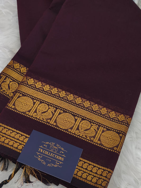 Trendy Coffee Brown Pure Kanchi Cotton Saree