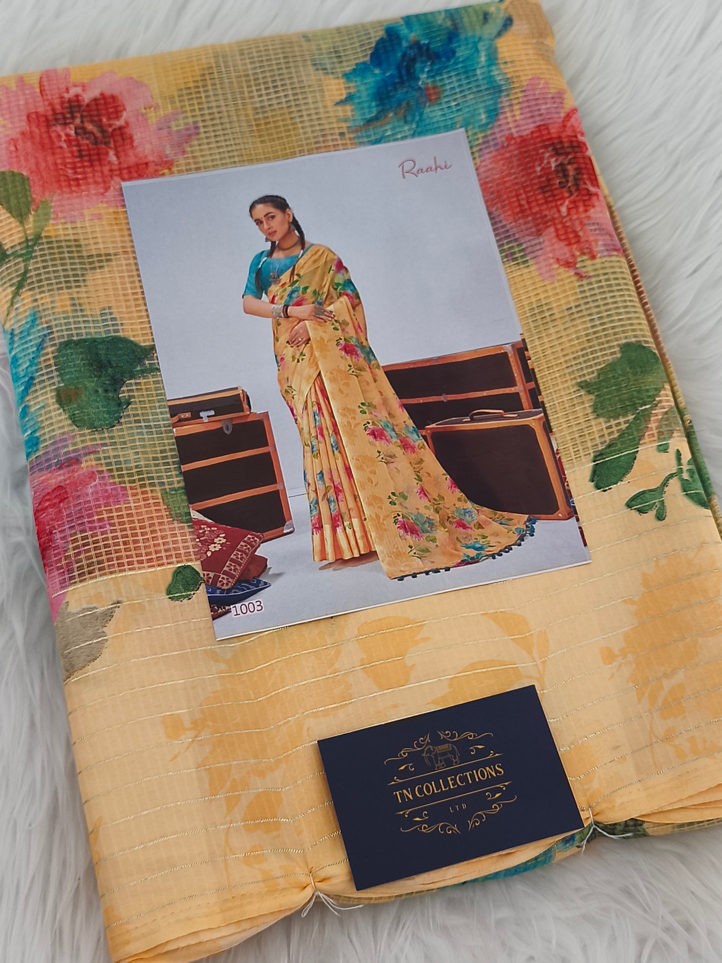 Floral Linen cotton saree