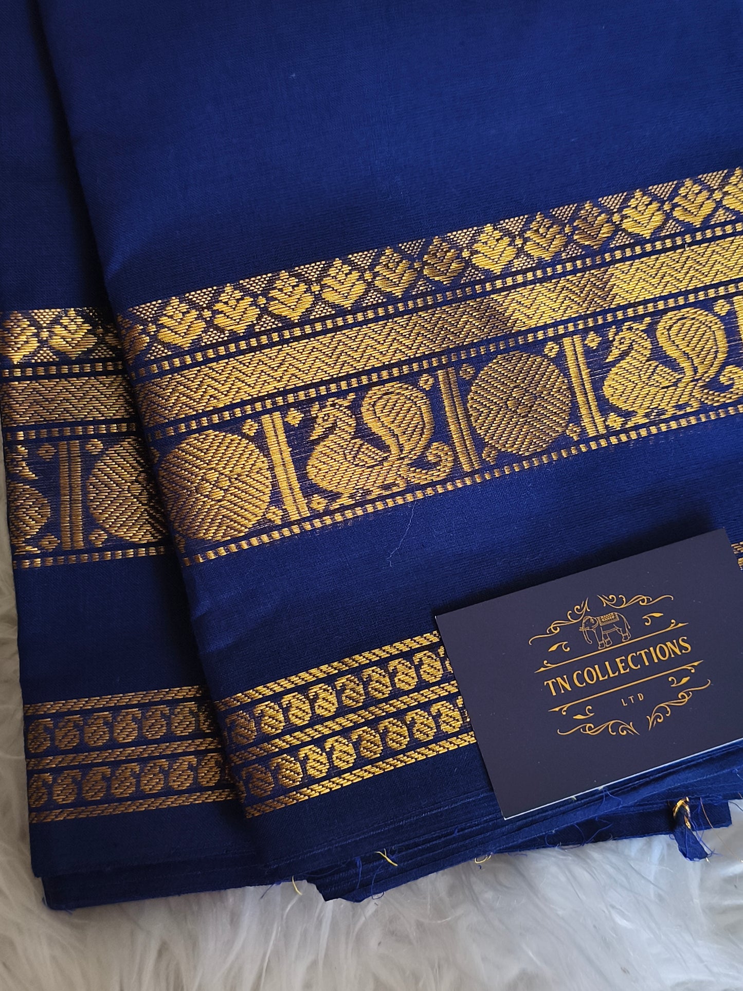 Pure handloom kanchi cotton saree (Blue)