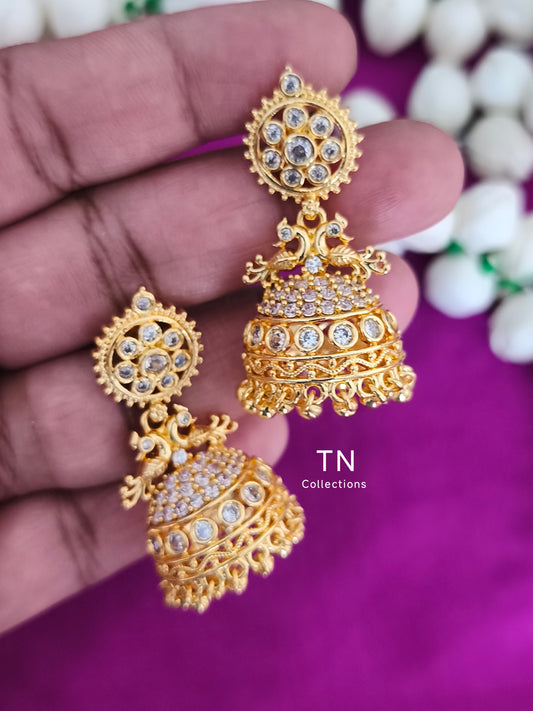 Gold Finish Jhumka Earrings