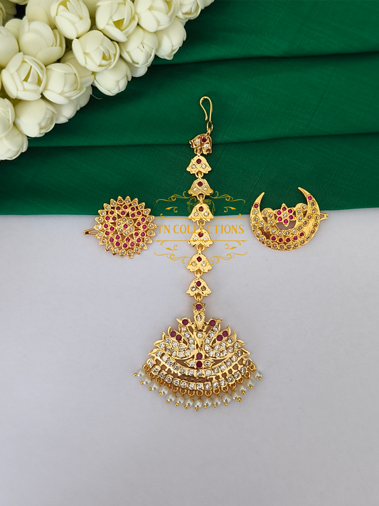 Micro Gold Finish Sun & Moon Bridal Hair Accessories Set
