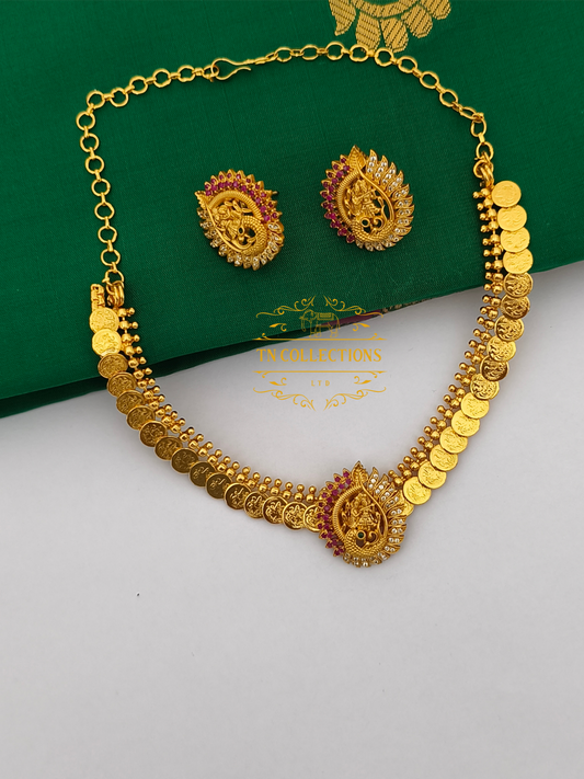 Gold Finish Coin Necklace Set