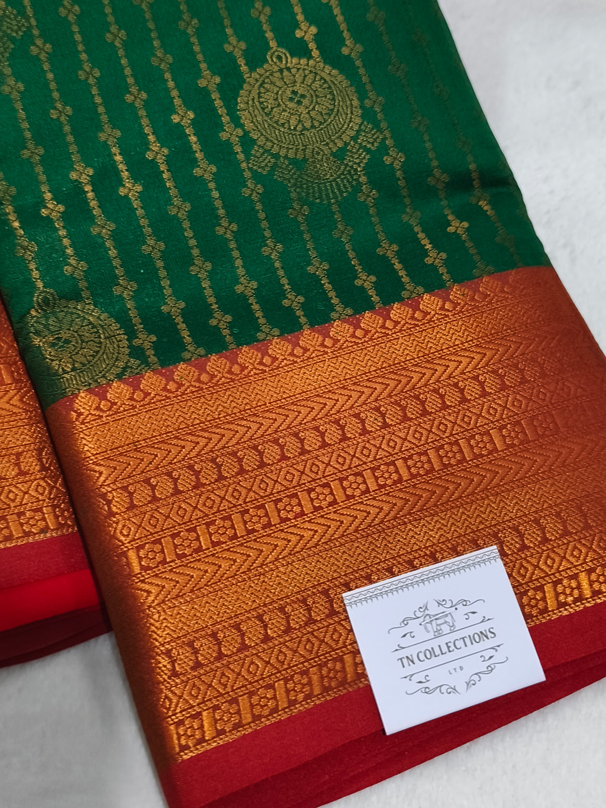 Kanchipuram vairaoosi Soft Silk Saree (Green)