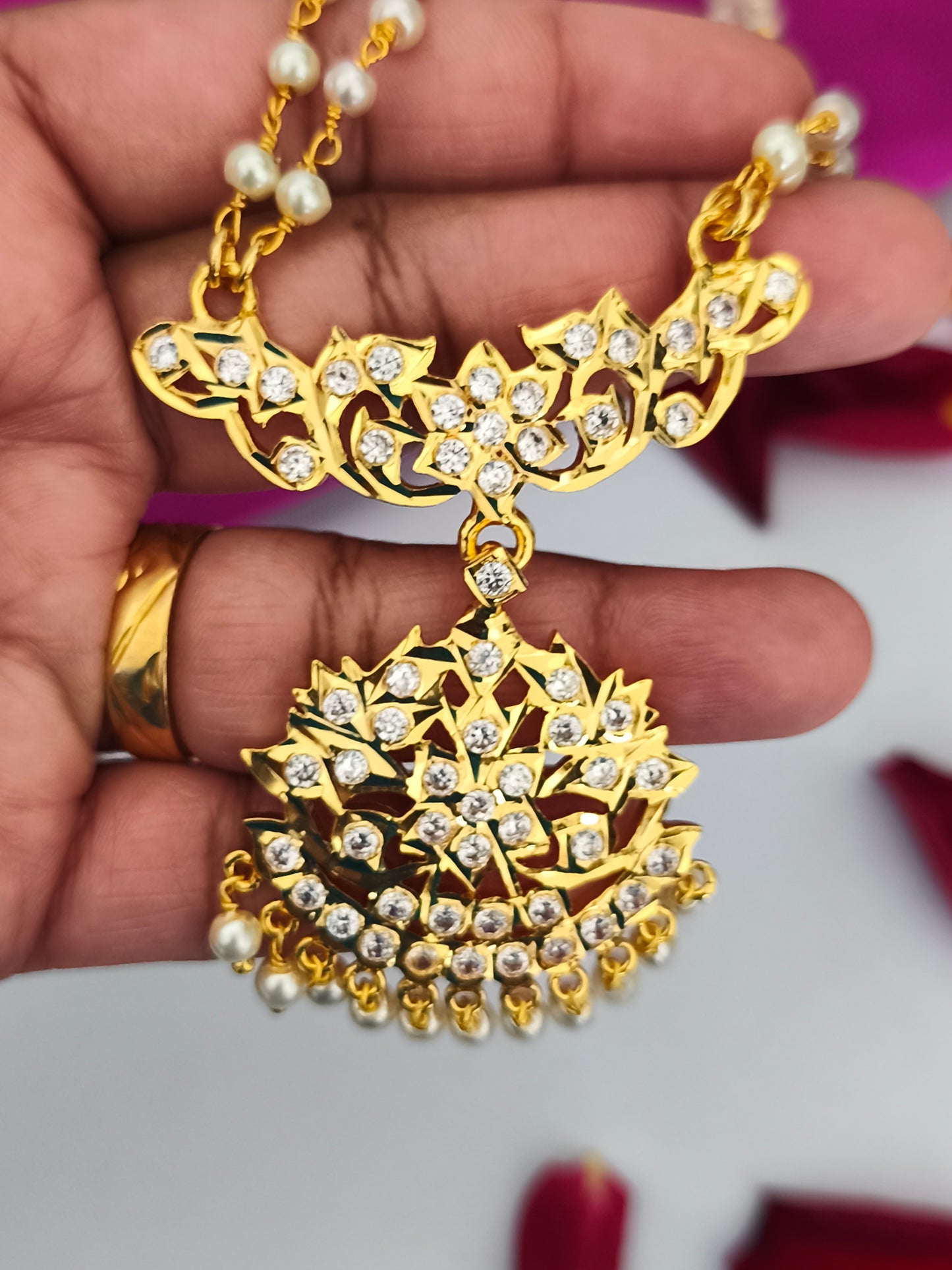 Traditional Impon Pathakkam with pearl chain