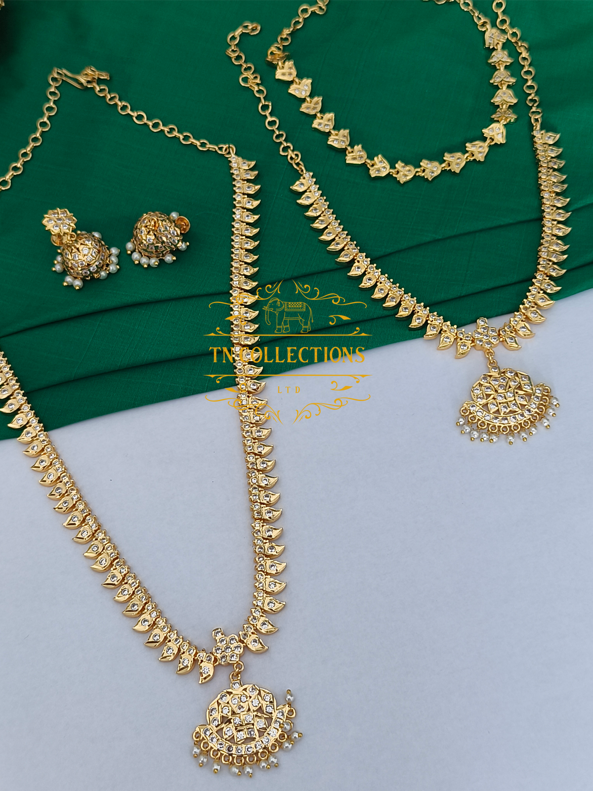 Micro Gold Finish cz Semi Bridal Set (Full white stones)