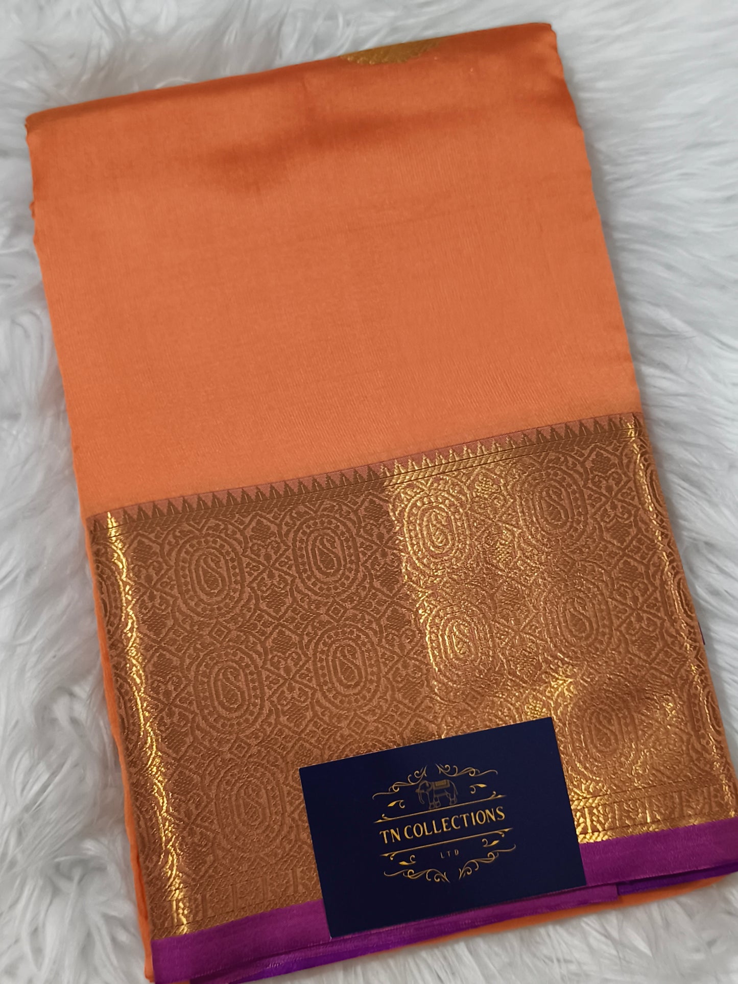 Luxury Semi Soft Silk Saree (Peach-Orange)