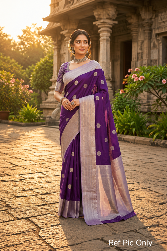 Banarasi Semi Katan Semi Silk Saree (Wine Purple)