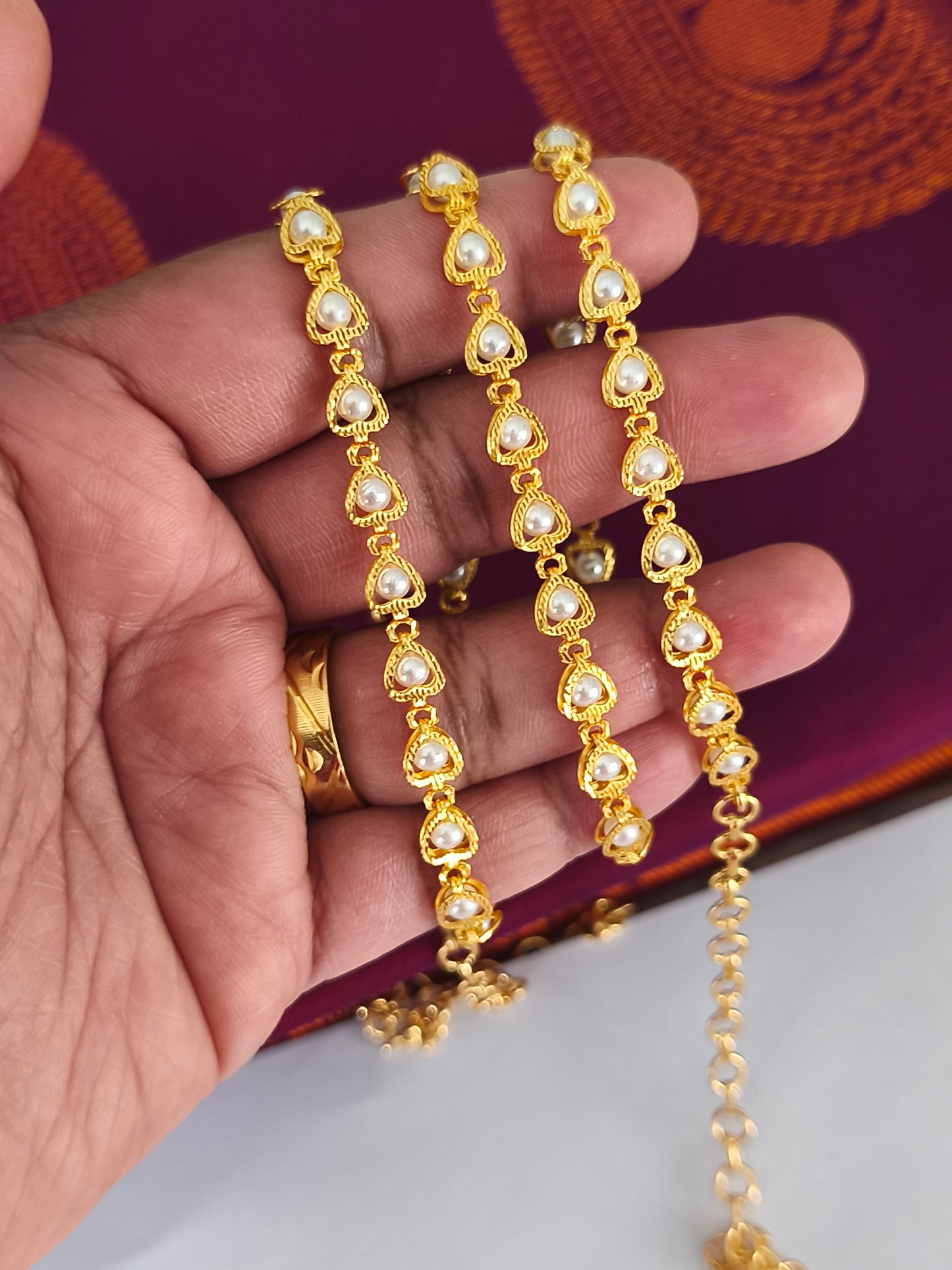 Micro gold plated Shell pearl hip chain