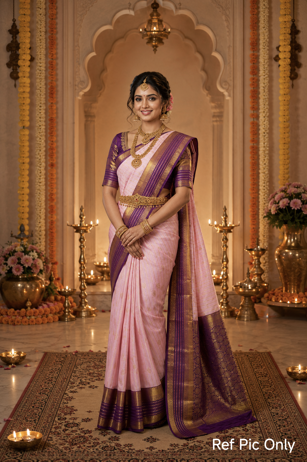 Elegant Kanchi Silk Saree with Contrast Running Blouse