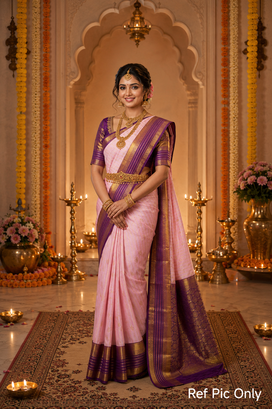 Elegant Kanchi Silk Saree with Contrast Running Blouse