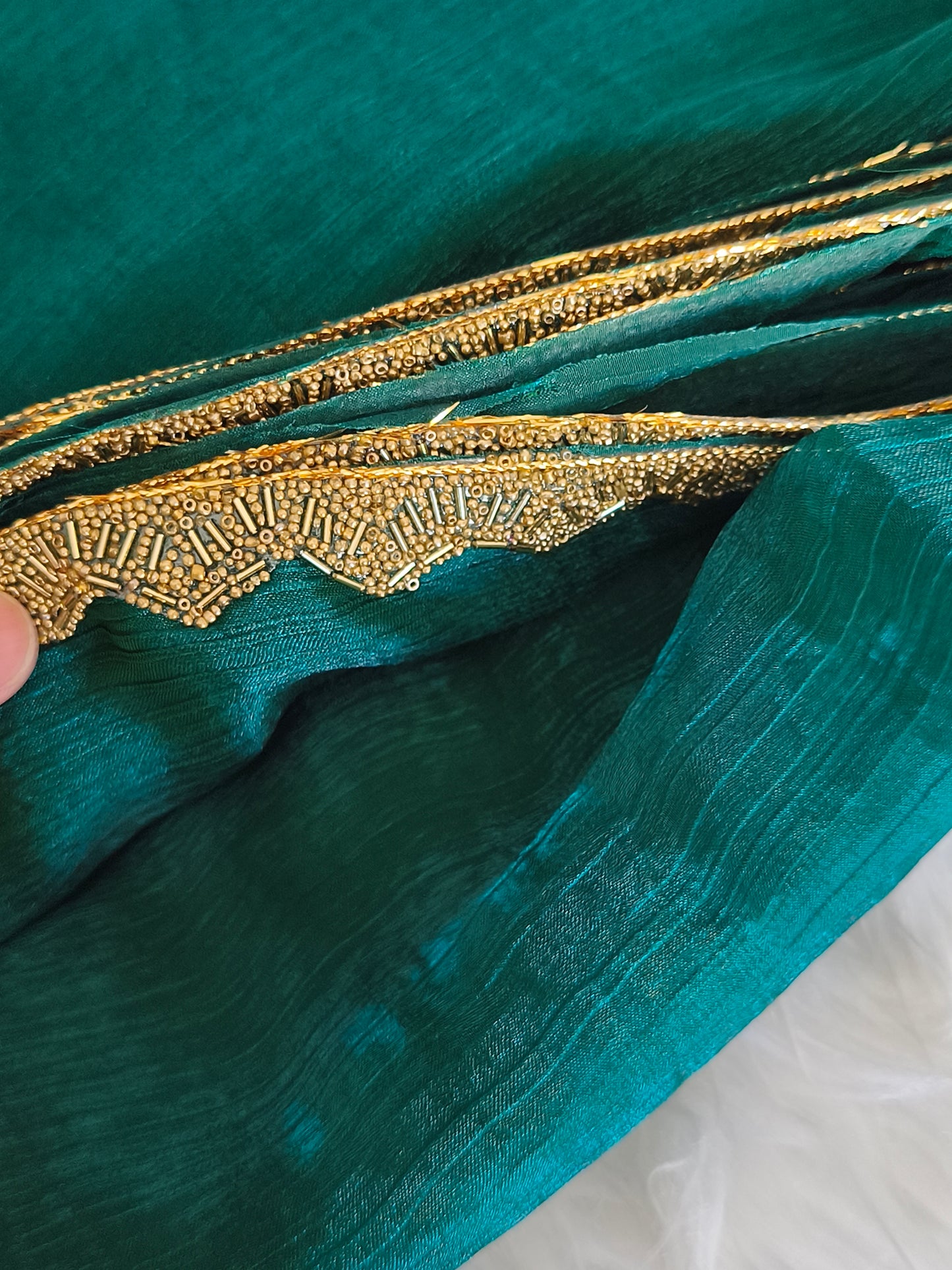 Dark green Soft Fendy Chiffon Party Saree