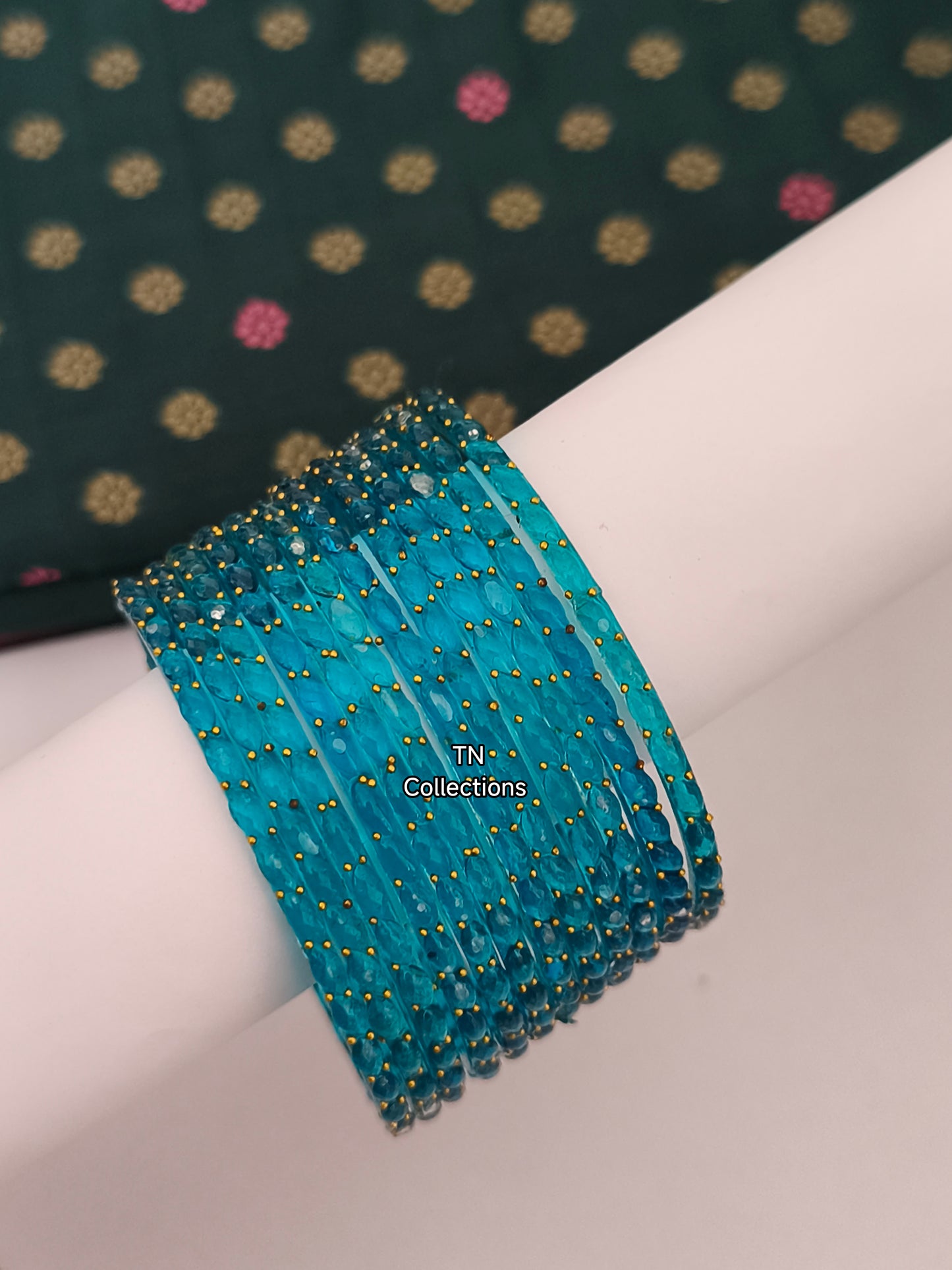 Light Blue Raindrop Glass Bangles (Size 2.8)