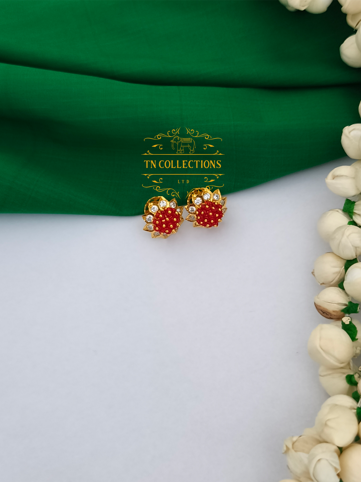 22ct Gold plated Traditional Muthukuviyal Thodu (Red)