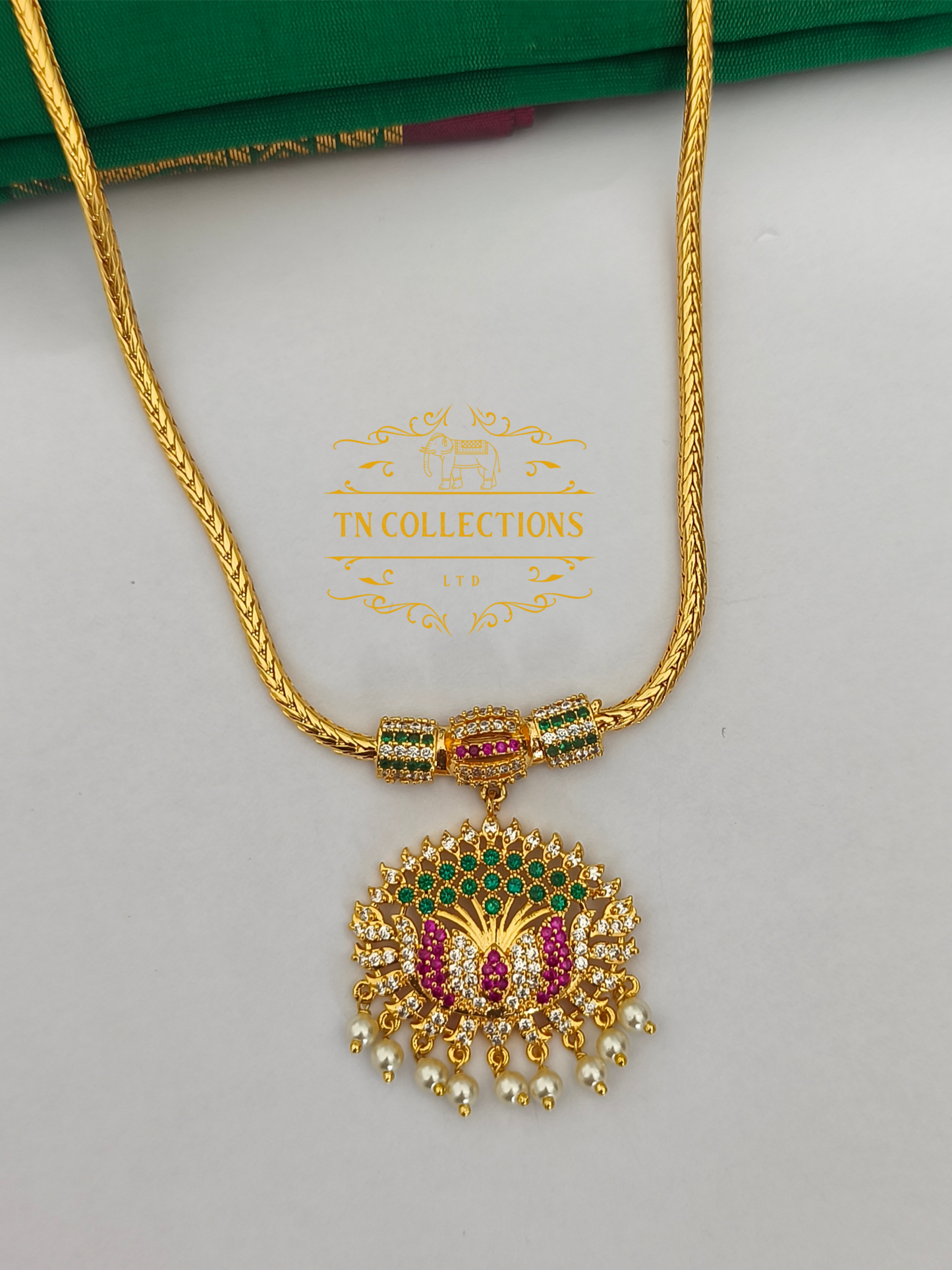 Micro Gold-Plated Traditional Necklace (Attiyal) Multicoloured