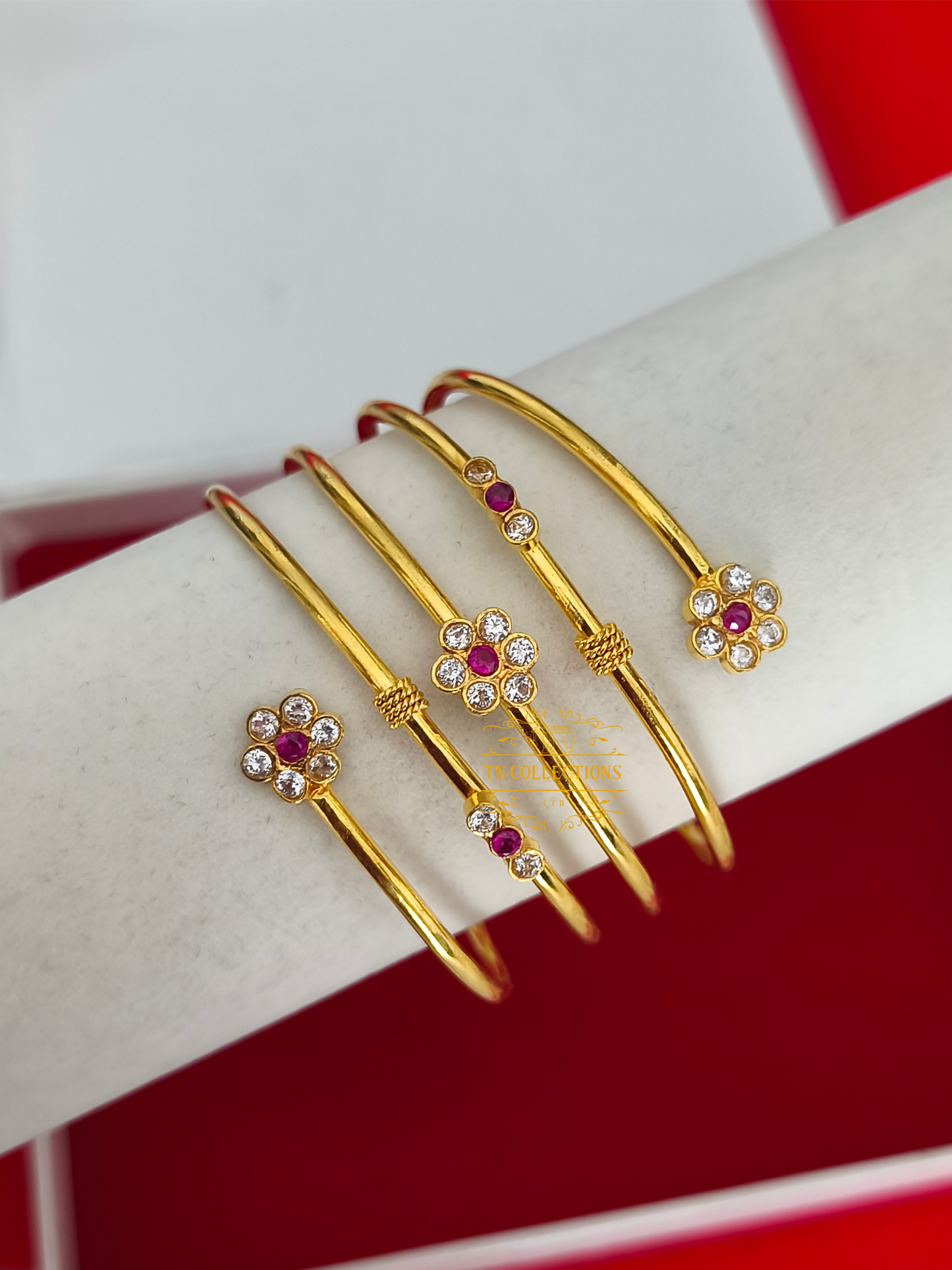 22ct Gold plated Traditional Bangle (Floral Design)