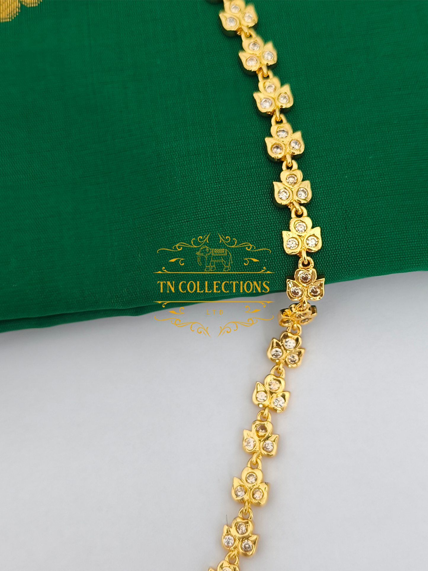 Micro Gold-Plated Traditional Hip Chain (Full white stones)