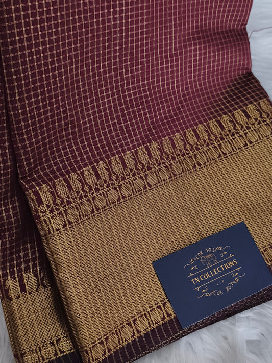 Trendy Small Checked Kanjivaram silk saree
