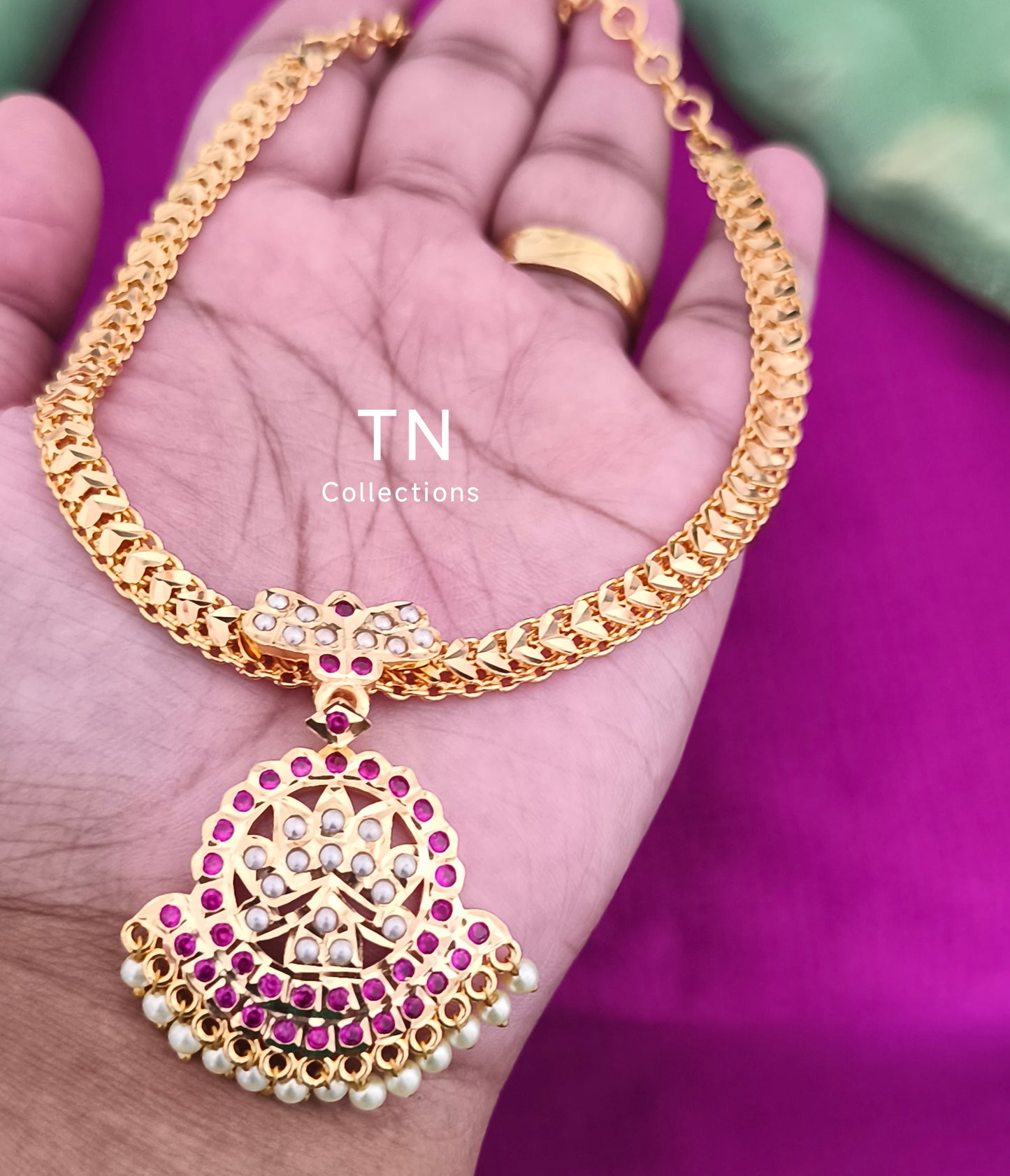 Micro gold plated traditional design Attiyal (necklace)