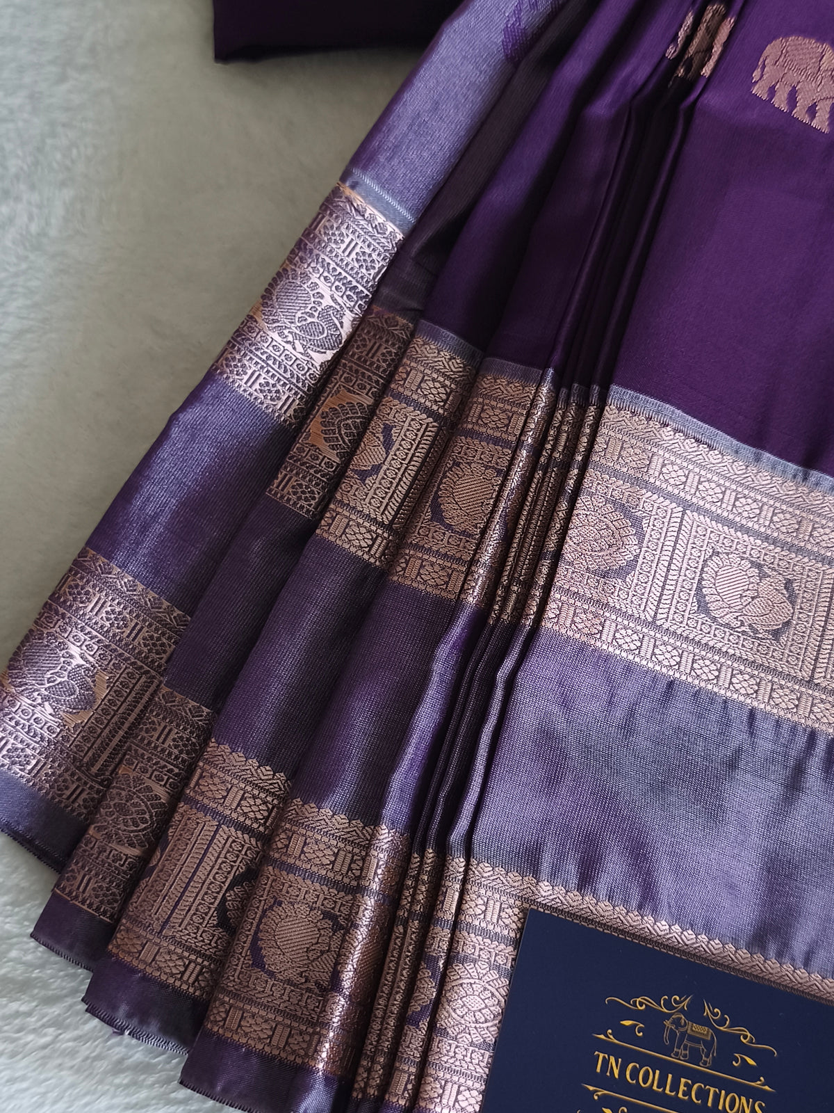 Premium kanchi Semi Silk Saree with contrast blouse
