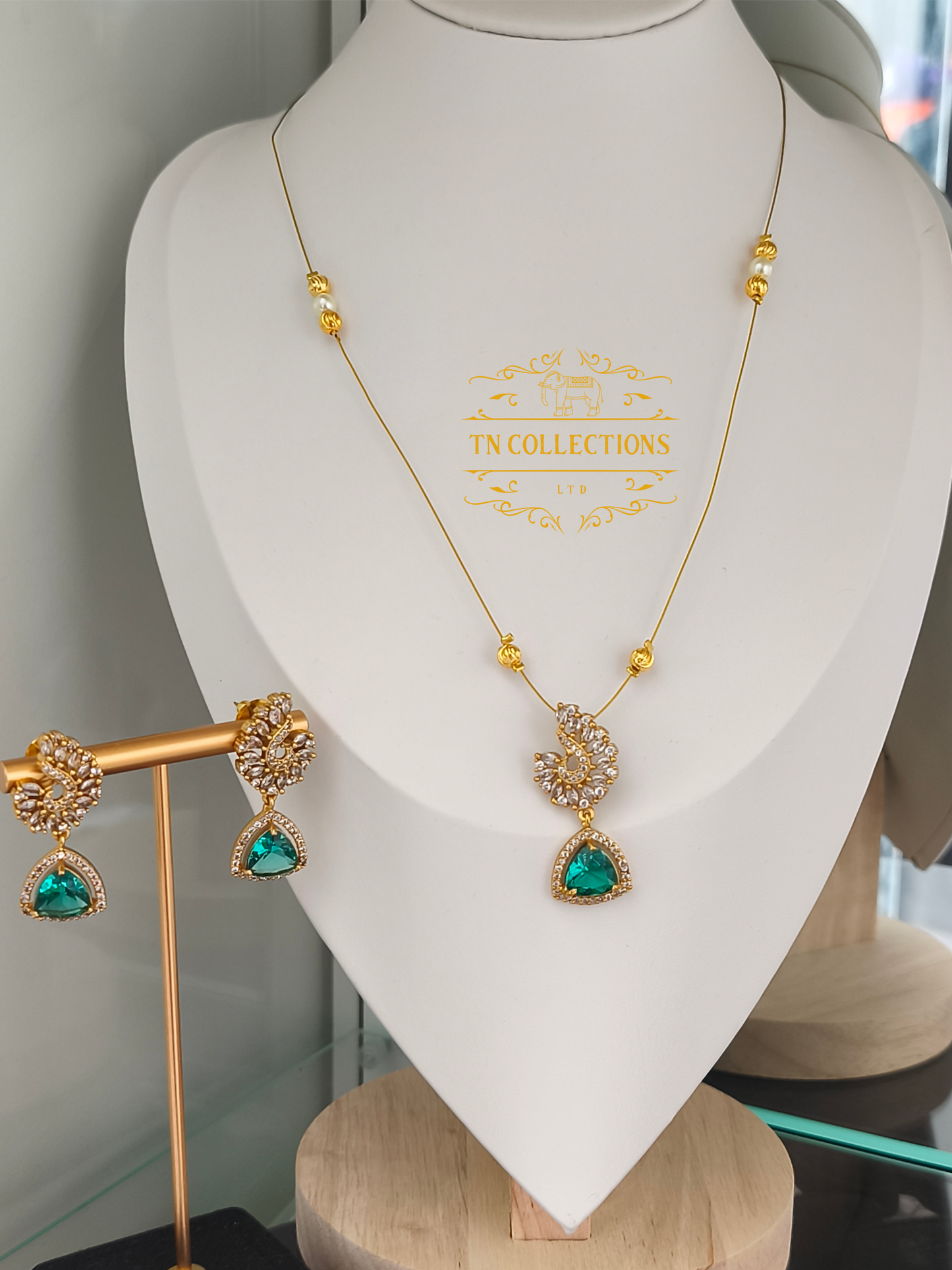 Matte Finish Indo western Invisible Necklace with earrings