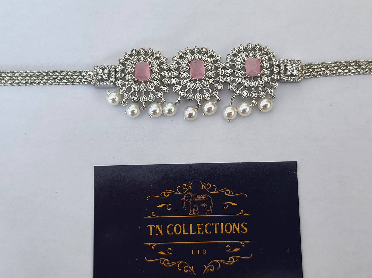 Silver Finish Choker Necklace set