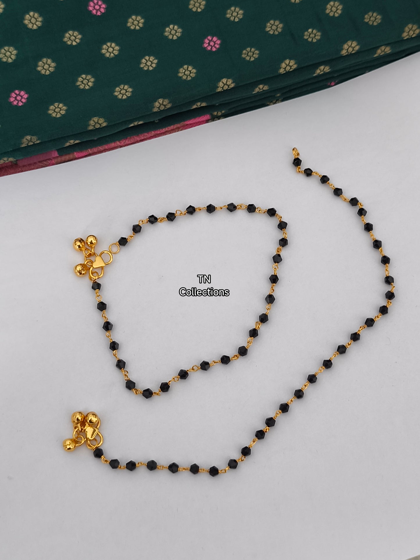 Black Beaded Anklets
