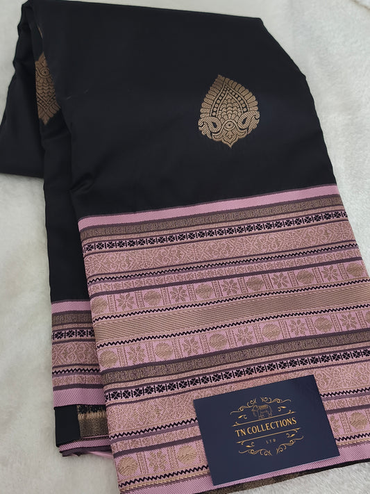 Black Kanchi semi silk Saree