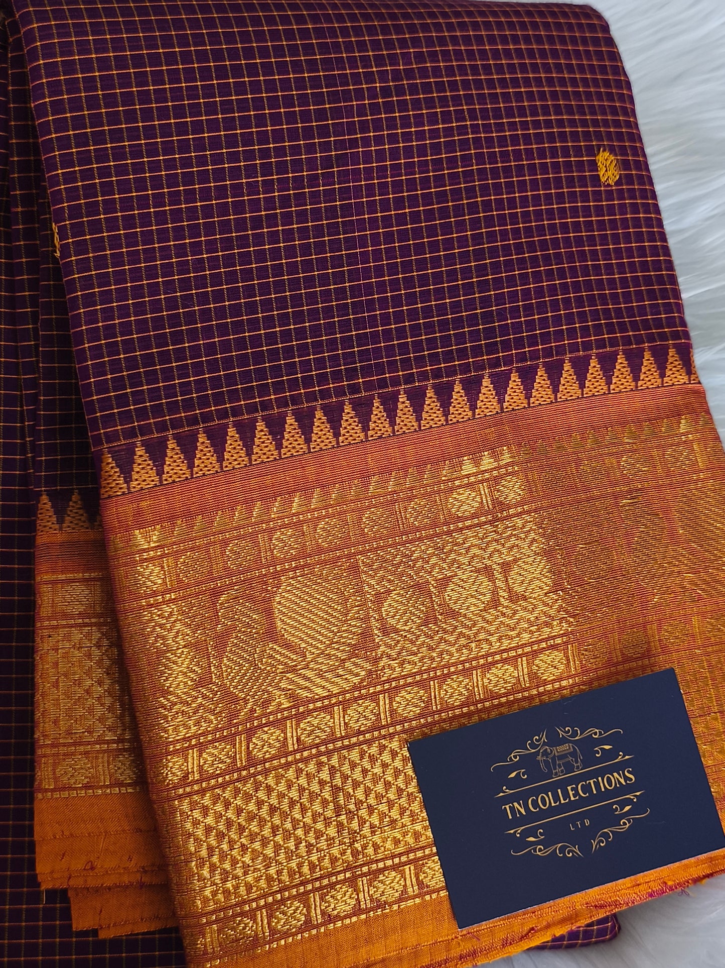 Pure Handloom checked Kanchi Cotton Saree