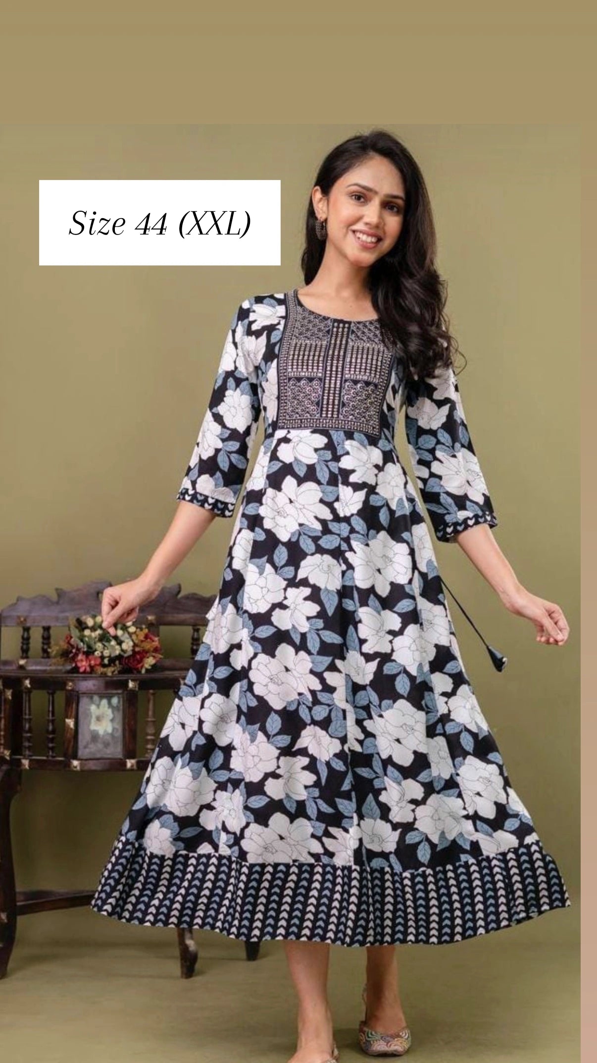 Readymade Anarkali kurthi with embroidery work (Size XXL)