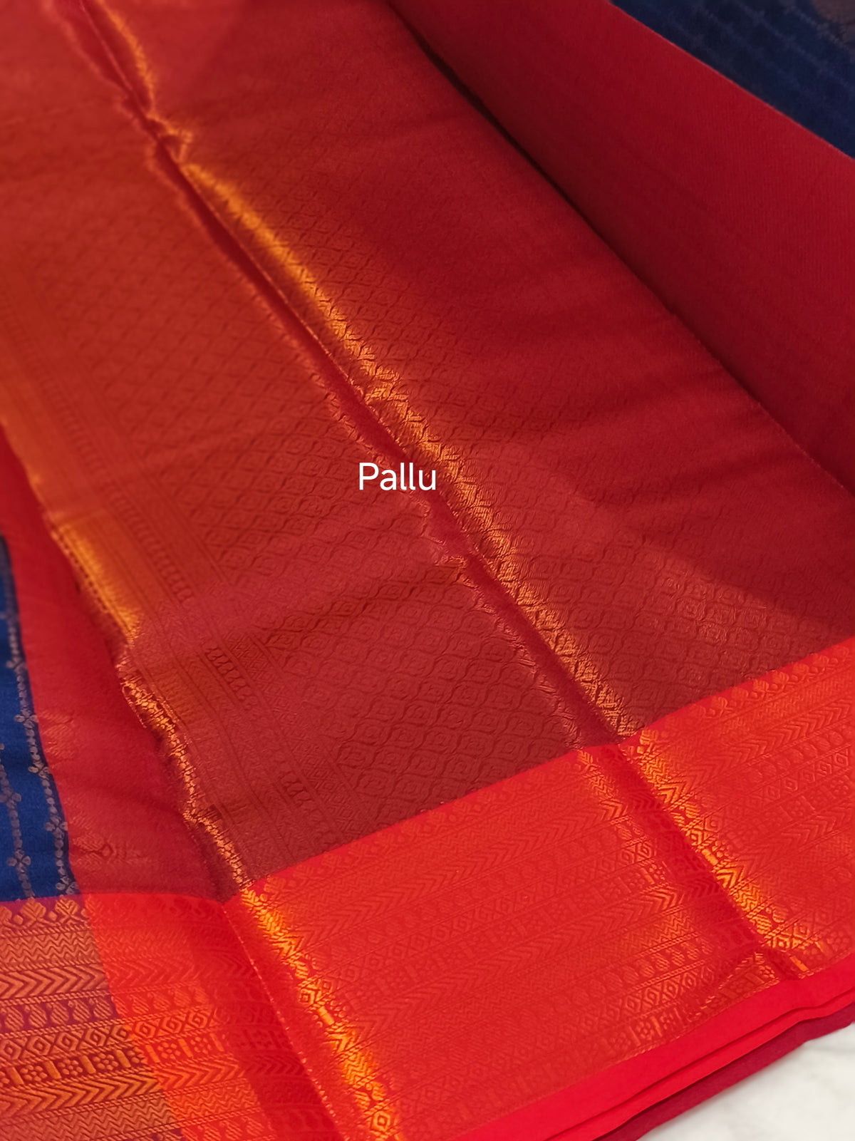Kanchipuram vairaoosi Soft Silk Saree (Navy Blue)