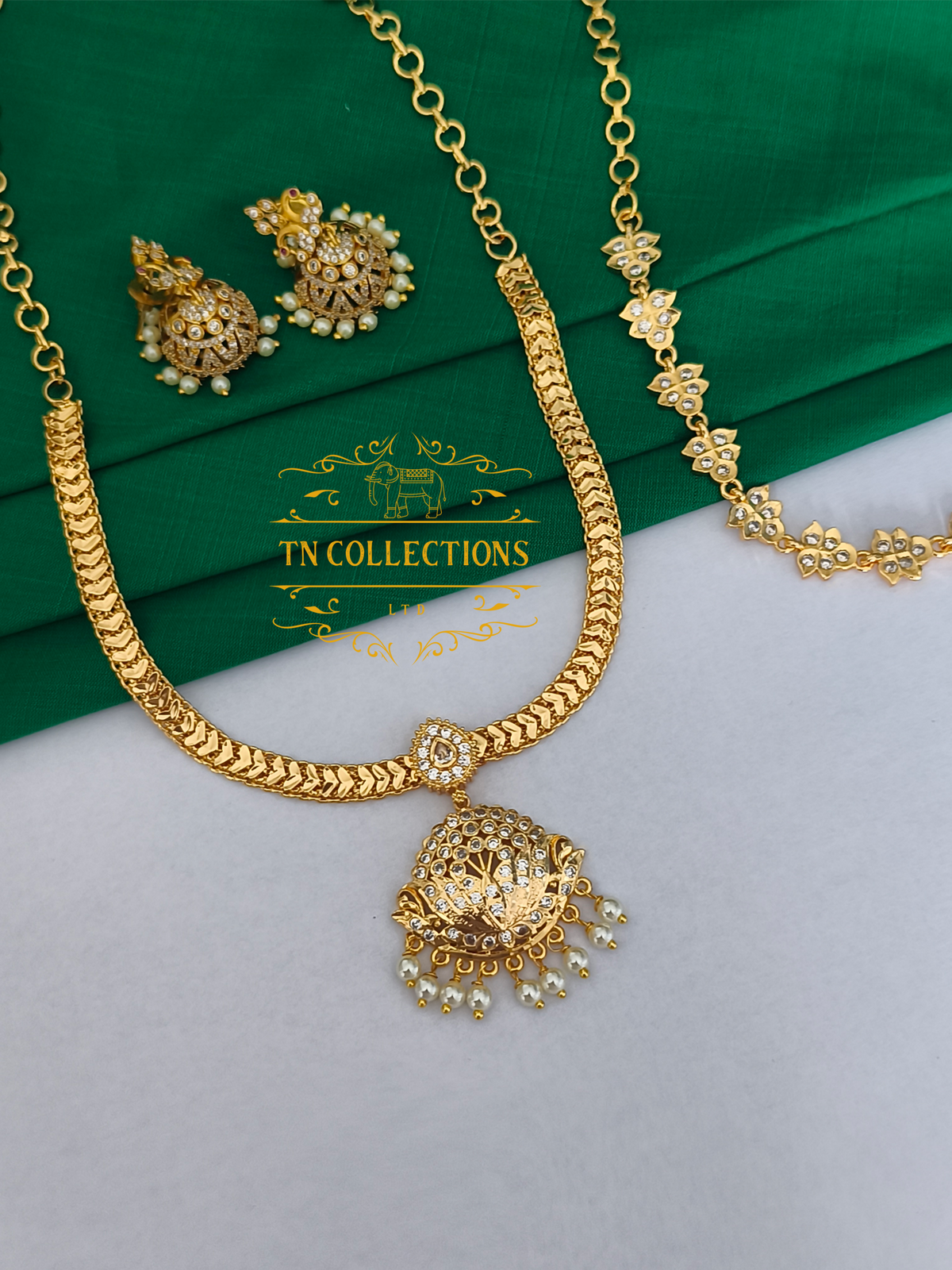 Micro Gold Finish Statement Necklace Set