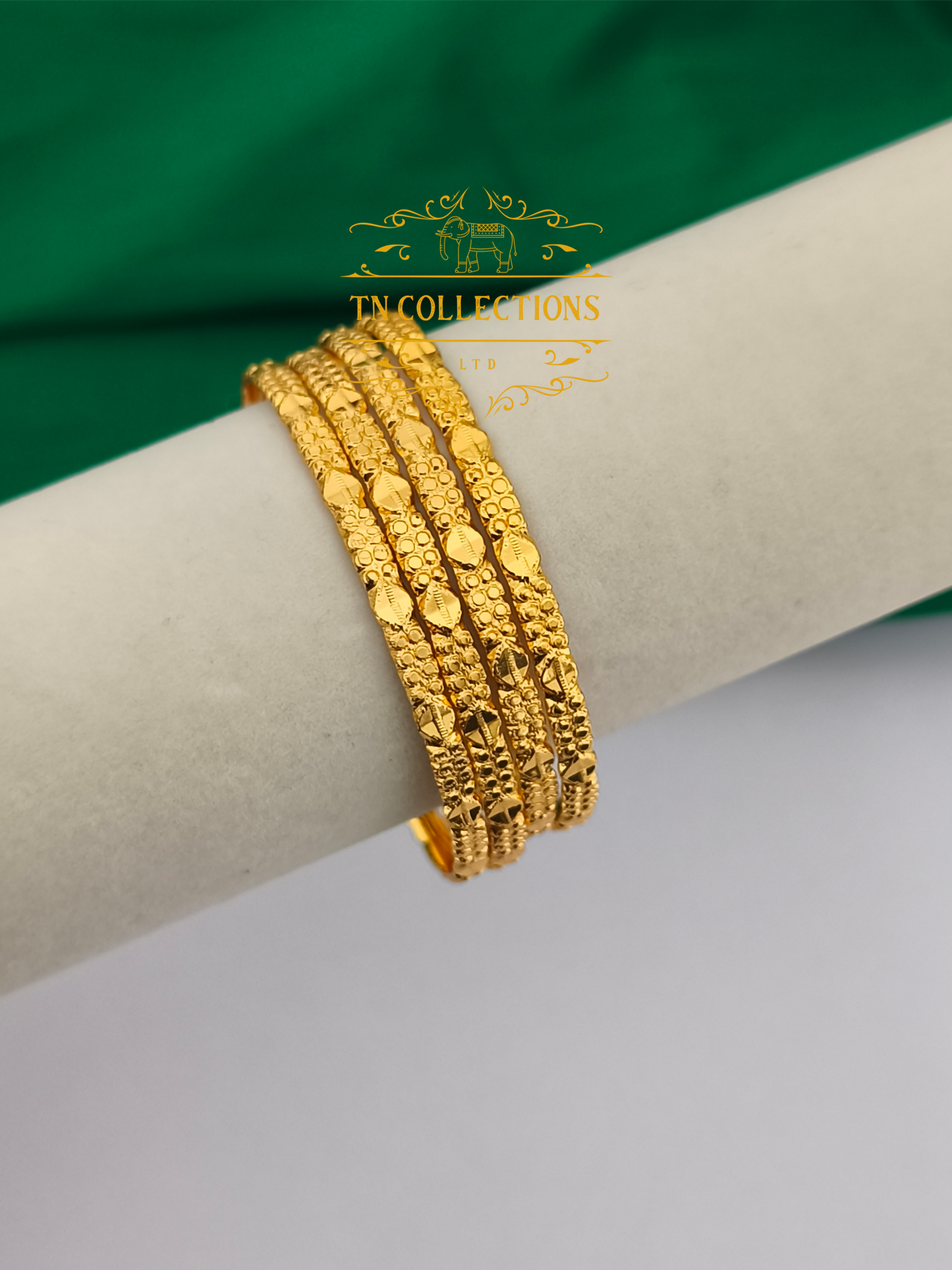 Micro Gold Plated Traditional Bombay Bangles Set of 4     (Size 2.8)