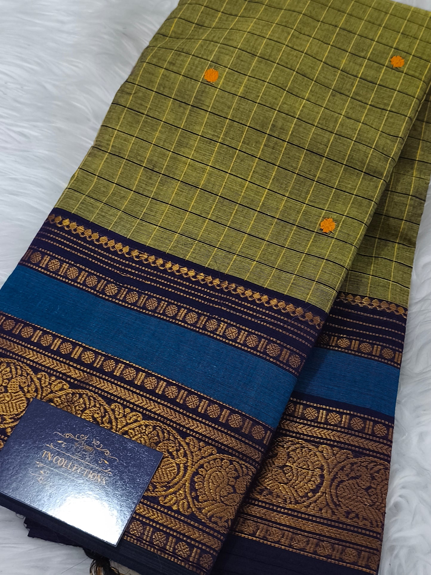 Pure handloom checked design kanchi cotton saree