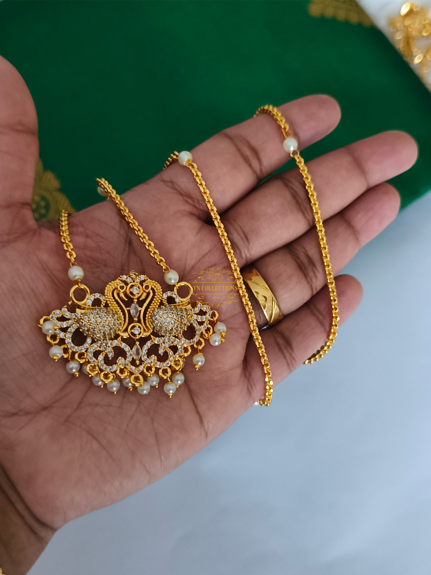 Micro gold plated Peacock Pathakkam (SMALL size)