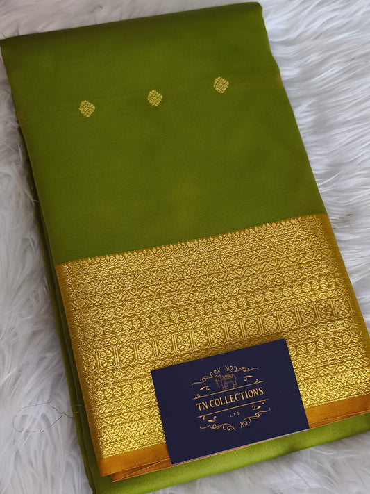 Semi Soft Silk Saree (Olive Green)