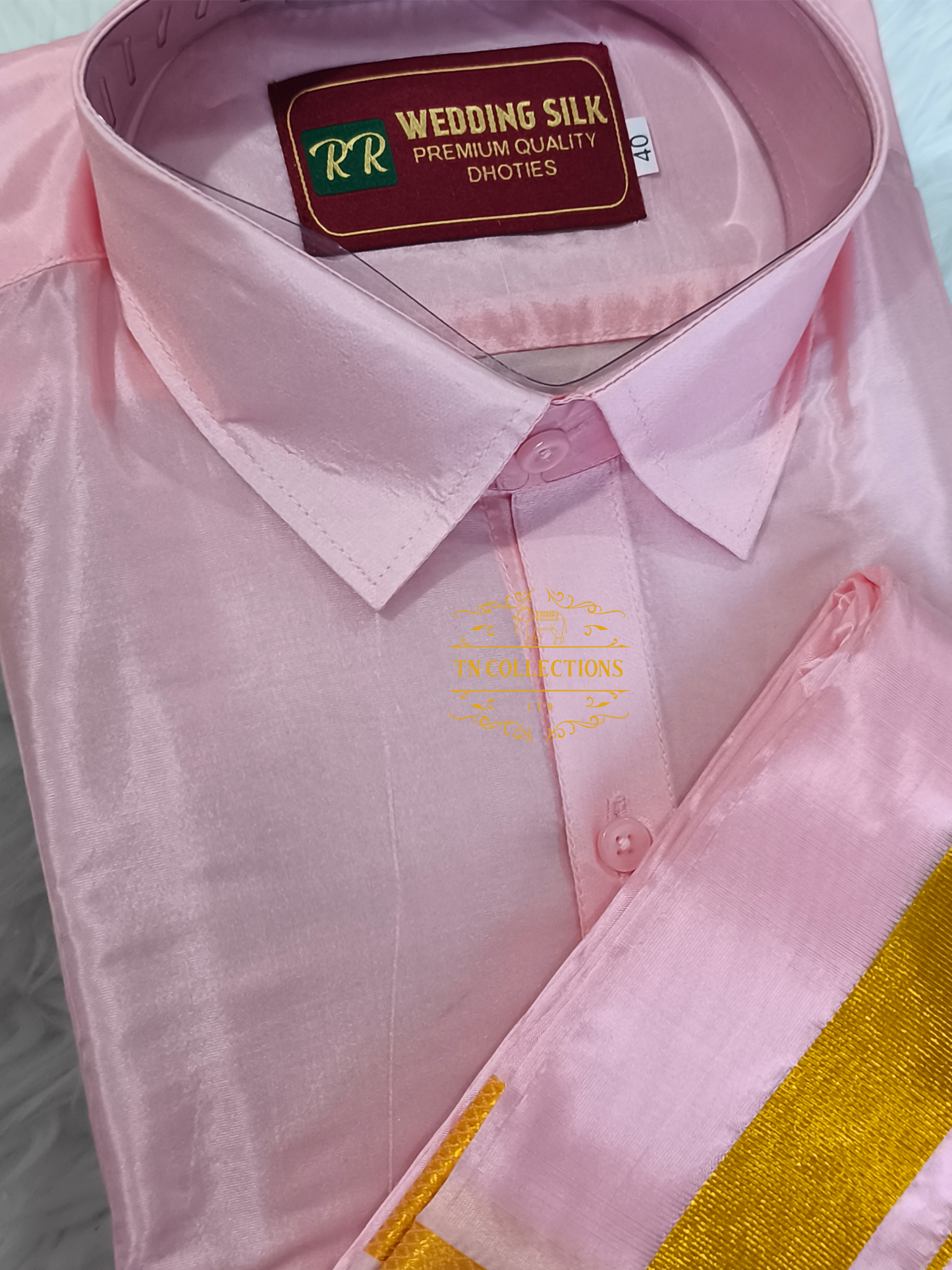 Pink Colour Veshti Shirt set