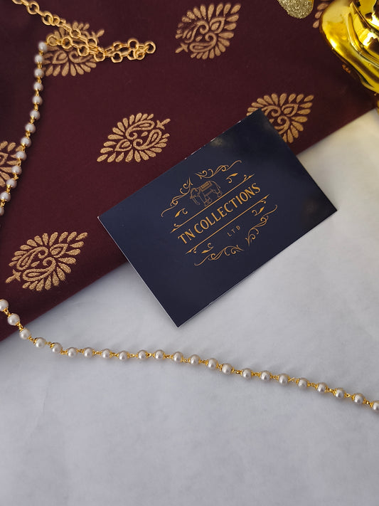 Gold finish Simple pearl hip chain