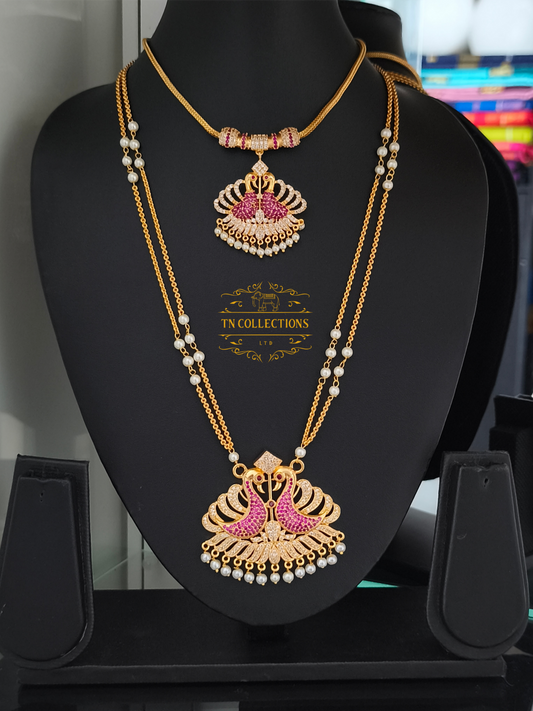 Micro Gold-Plated Traditional Peacock Attiyal Pathakkam Set